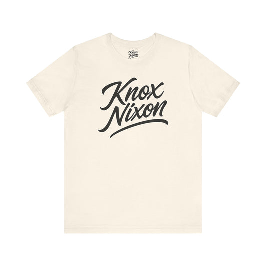Knox Nixon Classic Stacked Logo Dark graphic T-shirt in natural