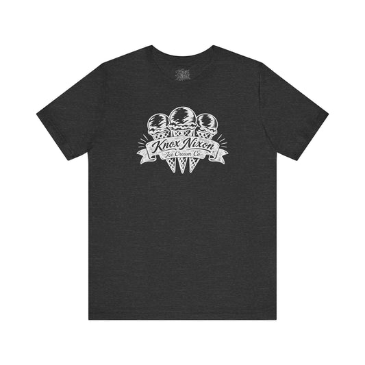 Knox Nixon Ice Cream Co. retro ice cream cone graphic T-shirt in dark grey heather