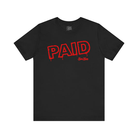 Knox Nixon PAID red rubber stamp graphic T-shirt in black