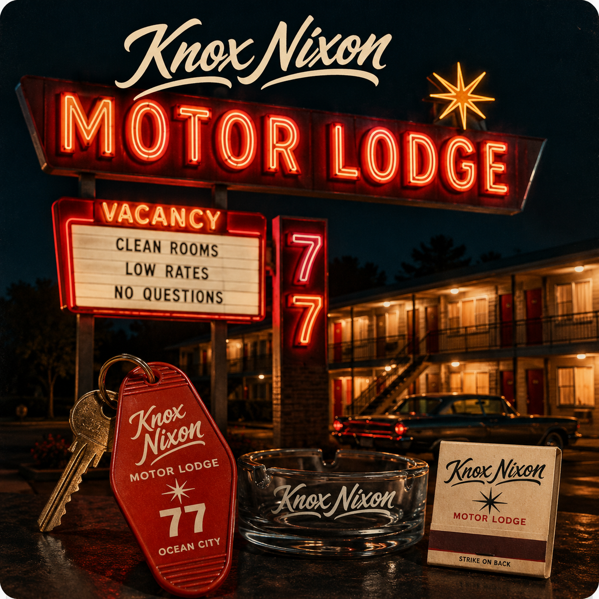 Knox Nixon Motor Lodge vintage motel graphic T-shirt collection
