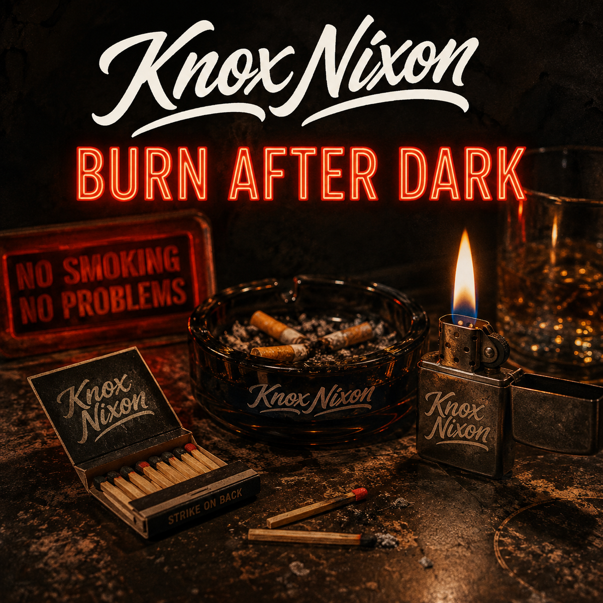 Knox Nixon Burn After Dark vintage fire and late-night graphic T-shirt collection