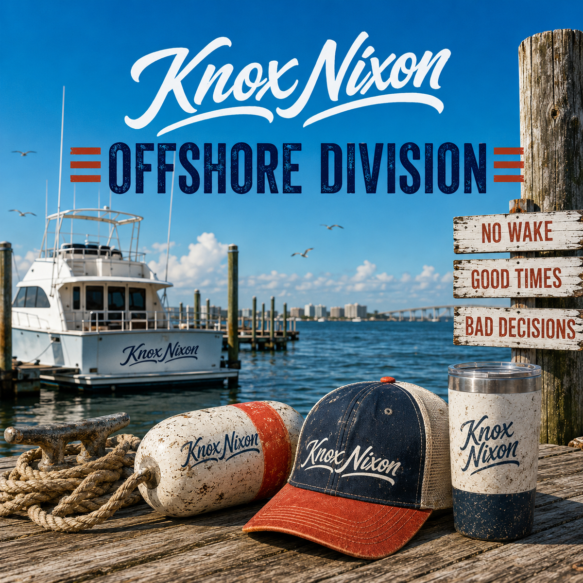 Knox Nixon Offshore Division boating and marina graphic T-shirt collection