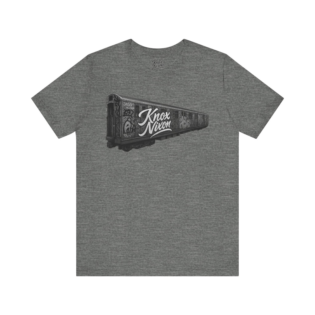 Knox Nixon 1st Stop graffiti subway train graphic T-shirt in deep heather grey