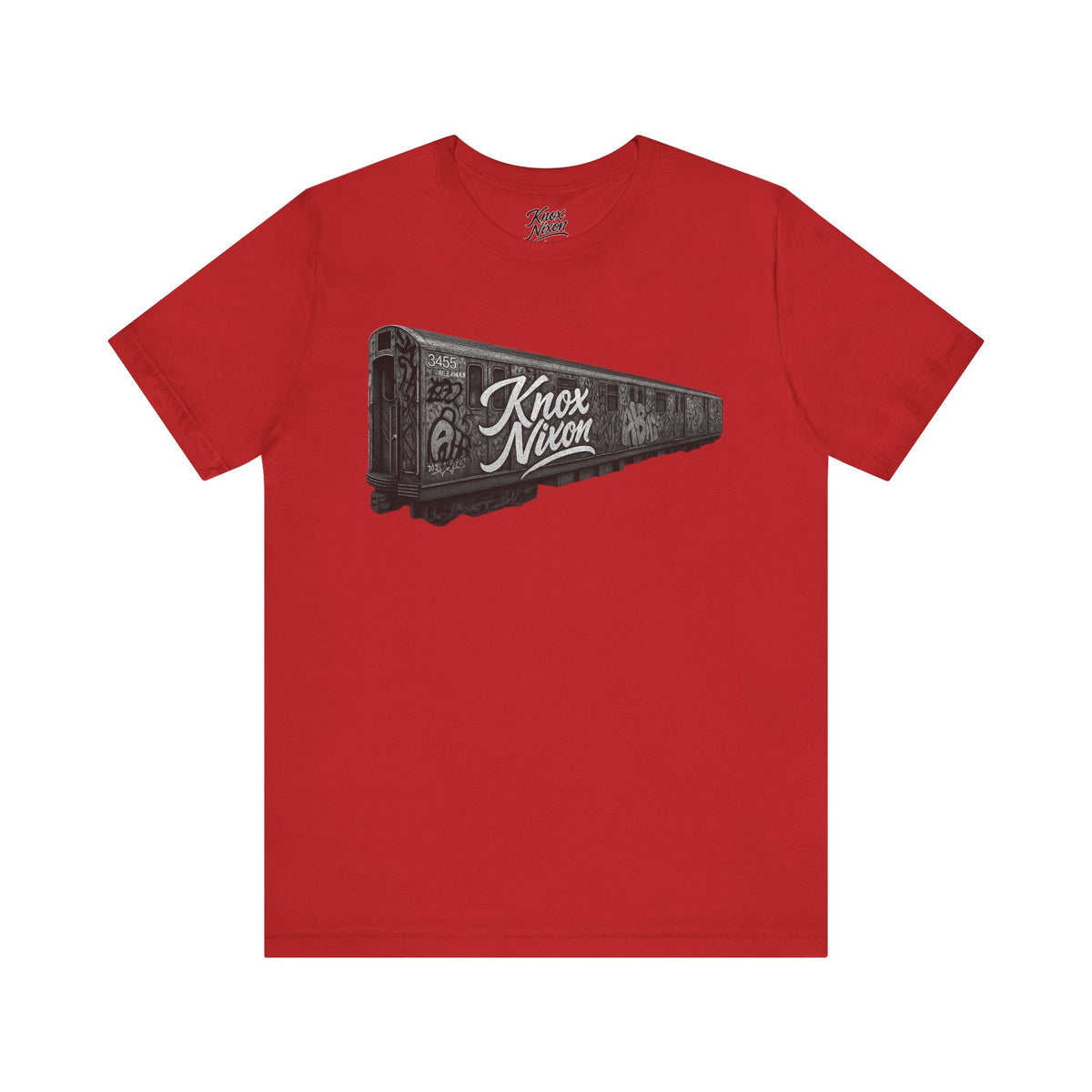 Knox Nixon 1st Stop graffiti subway train graphic T-shirt in red