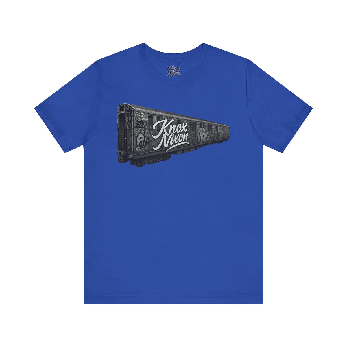 Knox Nixon 1st Stop graffiti subway train graphic T-shirt in true royal blue