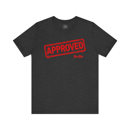 Knox Nixon APPROVED distressed rubber stamp graphic T-shirt in dark grey heather