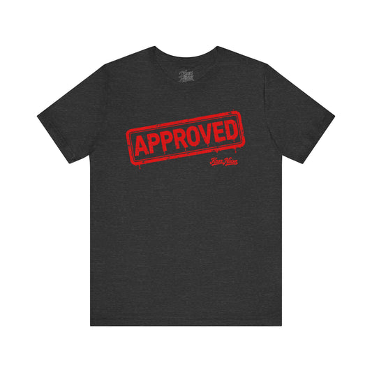 Knox Nixon APPROVED distressed rubber stamp graphic T-shirt in dark grey heather