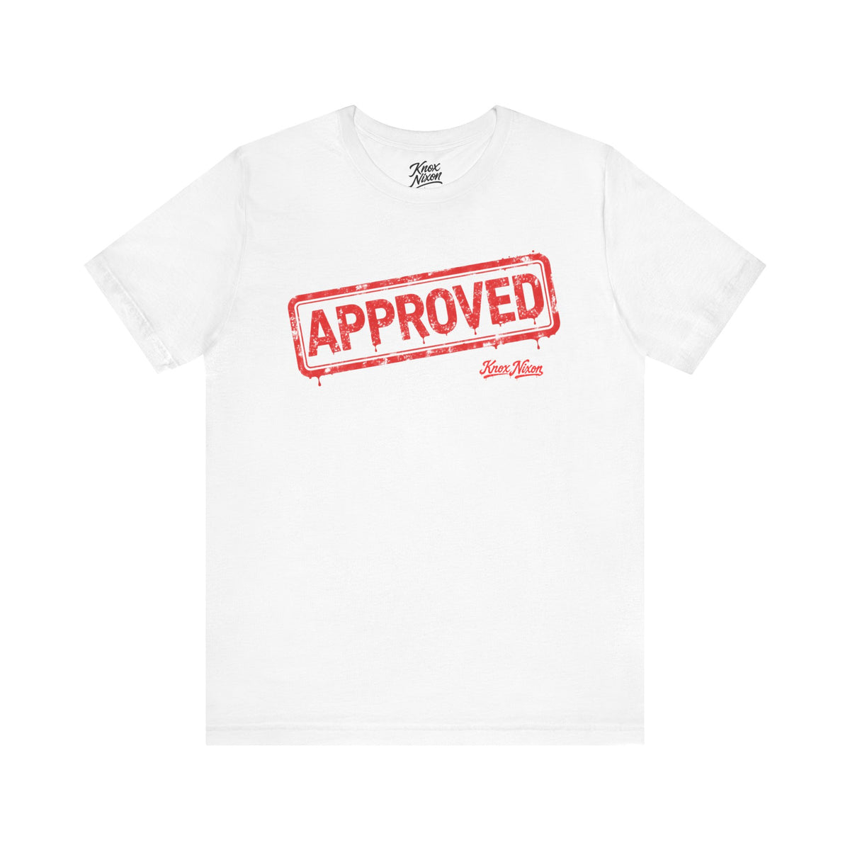 Knox Nixon APPROVED distressed red rubber stamp T-shirt in white