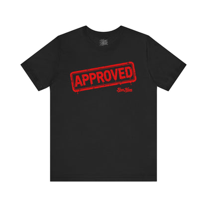 Knox Nixon APPROVED distressed red rubber stamp graphic T-shirt in black
