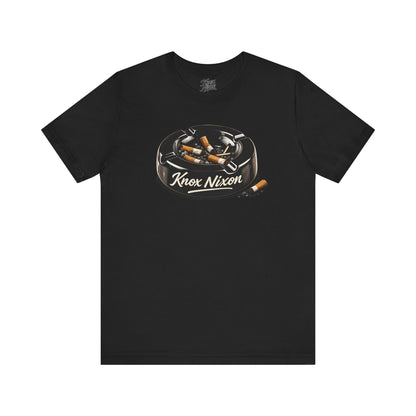 Knox Nixon Burned Out vintage ashtray graphic T-shirt in black
