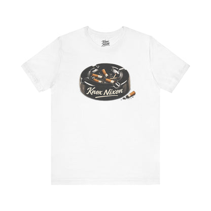 Knox Nixon Burned Out vintage ashtray graphic T-shirt in white