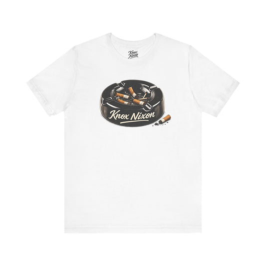 Knox Nixon Burned Out vintage ashtray graphic T-shirt in white
