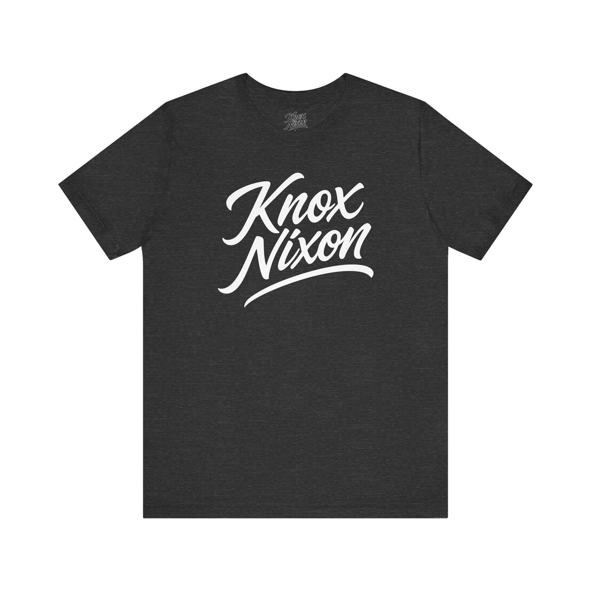 Knox Nixon Classic Stacked Logo graphic T-shirt in dark grey