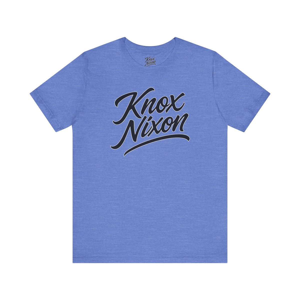 Knox Nixon Classic Stacked Logo Dark graphic T-shirt in heather Columbia blue