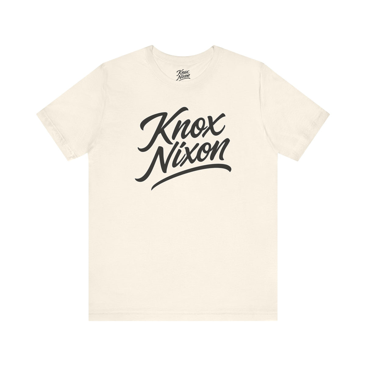 Knox Nixon Classic Stacked Logo Dark graphic T-shirt in natural