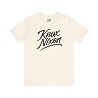 Knox Nixon Classic Stacked Logo Dark graphic T-shirt in natural