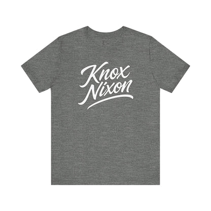 Knox Nixon Classic Stacked Logo graphic T-shirt in light grey