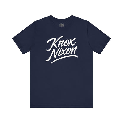 Knox Nixon Classic Stacked Logo graphic T-shirt in navy