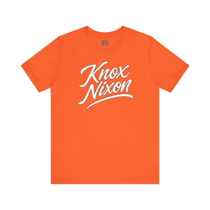 Knox Nixon Classic Stacked Logo graphic T-shirt in orange
