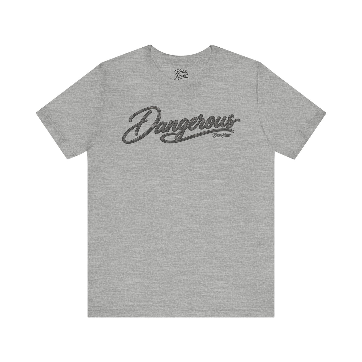 Knox Nixon DANGEROUS Dark script T-shirt in athletic heather