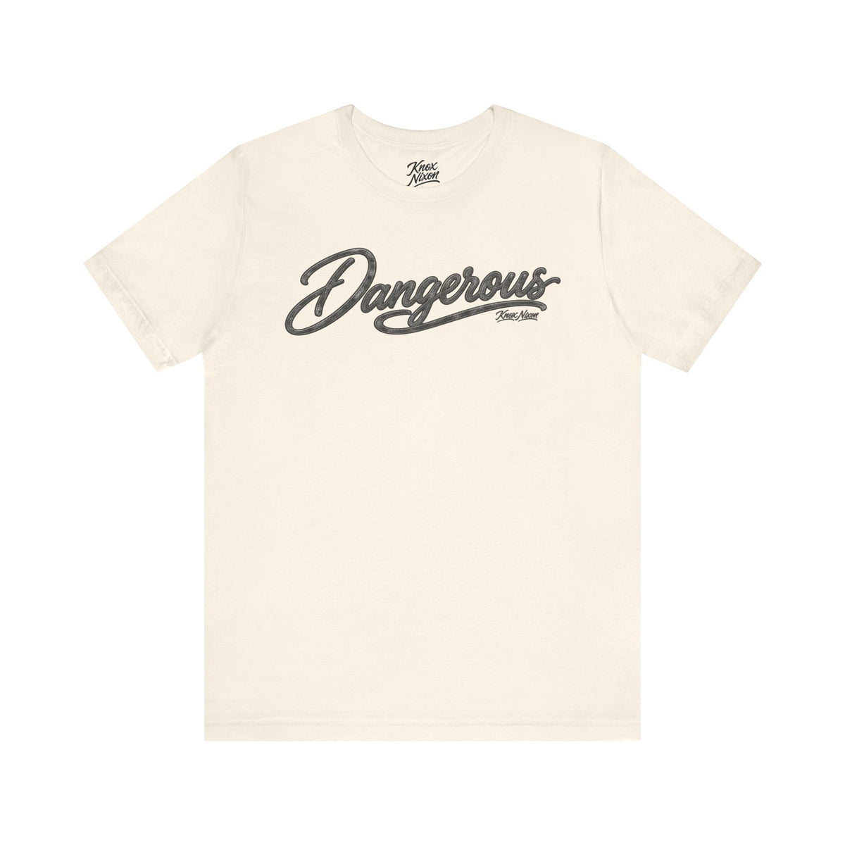 Knox Nixon DANGEROUS Dark script graphic T-shirt in natural