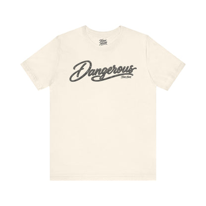 Knox Nixon DANGEROUS Dark script graphic T-shirt in natural