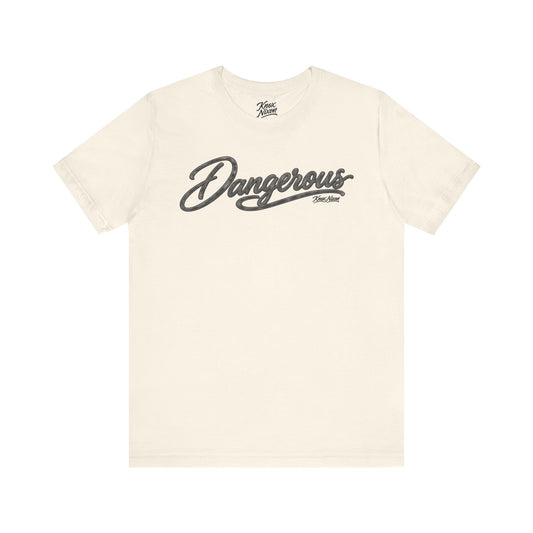 Knox Nixon DANGEROUS Dark script graphic T-shirt in natural