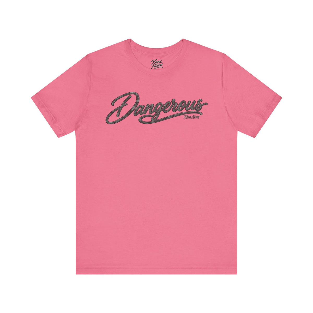 Knox Nixon DANGEROUS Dark script graphic T-shirt in pink