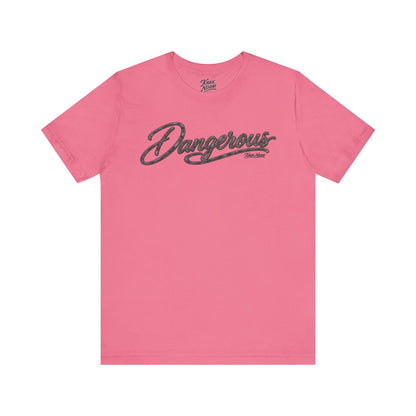 Knox Nixon DANGEROUS Dark script graphic T-shirt in pink