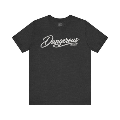 Knox Nixon DANGEROUS script graphic T-shirt in dark grey heather