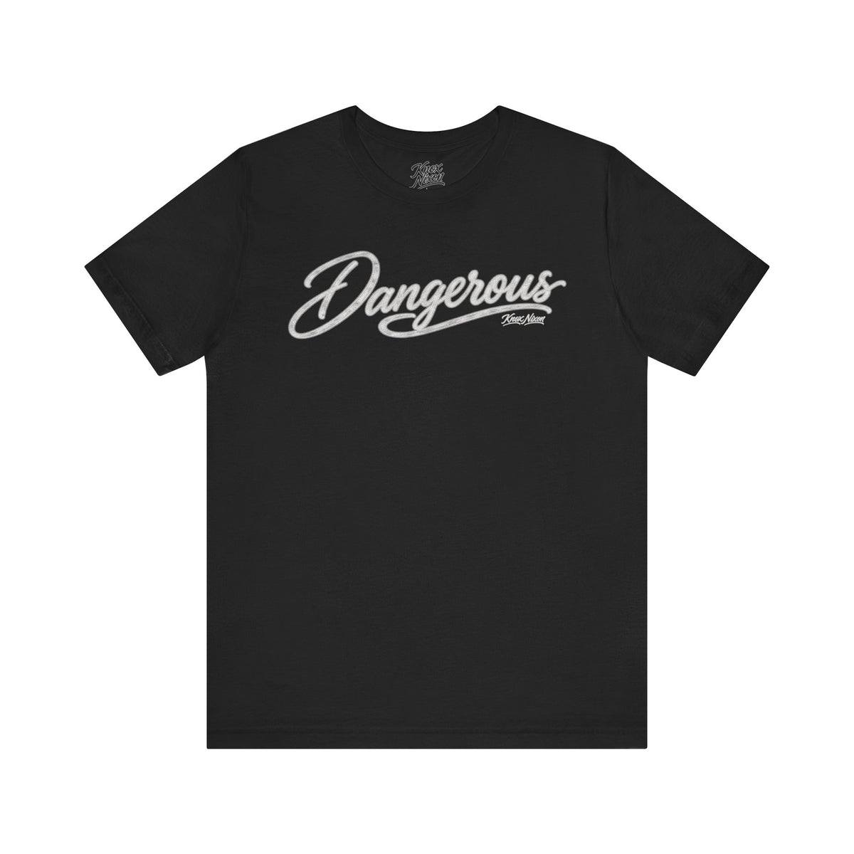 Knox Nixon DANGEROUS retro script graphic T-shirt in black