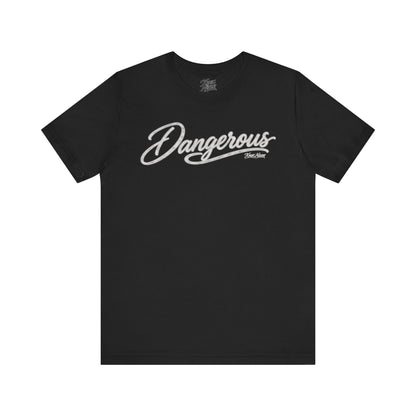 Knox Nixon DANGEROUS retro script graphic T-shirt in black