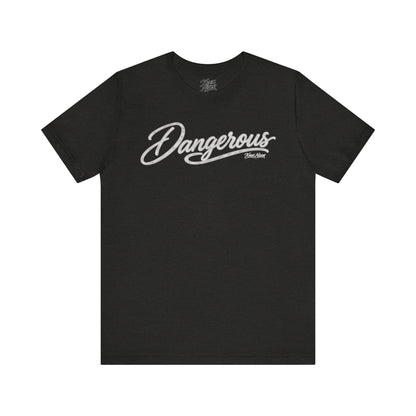 Knox Nixon DANGEROUS vintage script graphic T-shirt in black heather