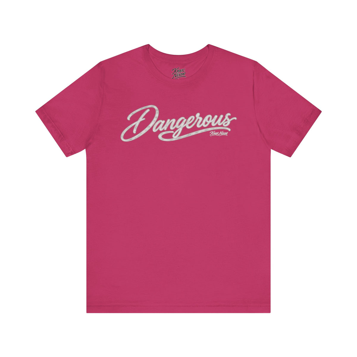 Knox Nixon DANGEROUS vintage script T-shirt in pink
