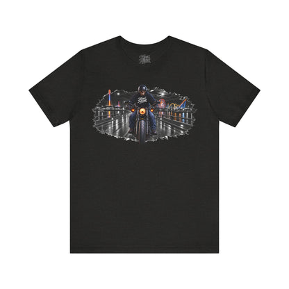Knox Nixon DEAD OF SUMMER motorcycle and amusement rides graphic T-shirt in black heather