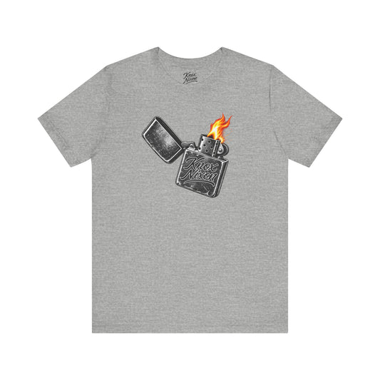 Knox Nixon First Strike vintage lighter graphic T-shirt in athletic heather
