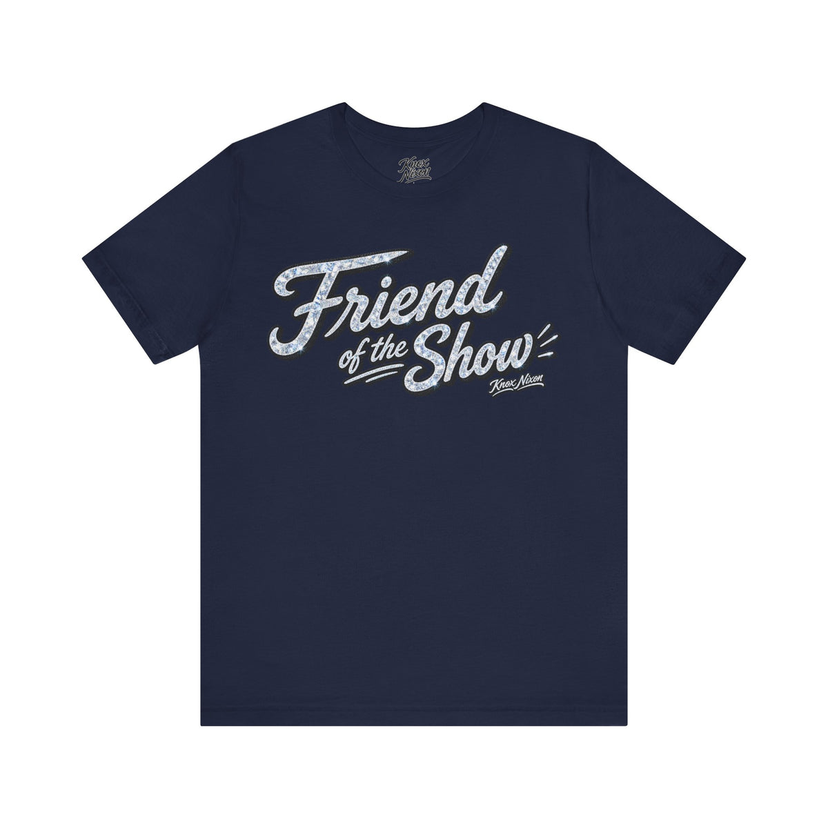 Knox Nixon FRIEND OF THE SHOW script graphic T-shirt in navy