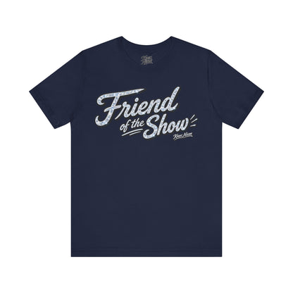 Knox Nixon FRIEND OF THE SHOW script graphic T-shirt in navy