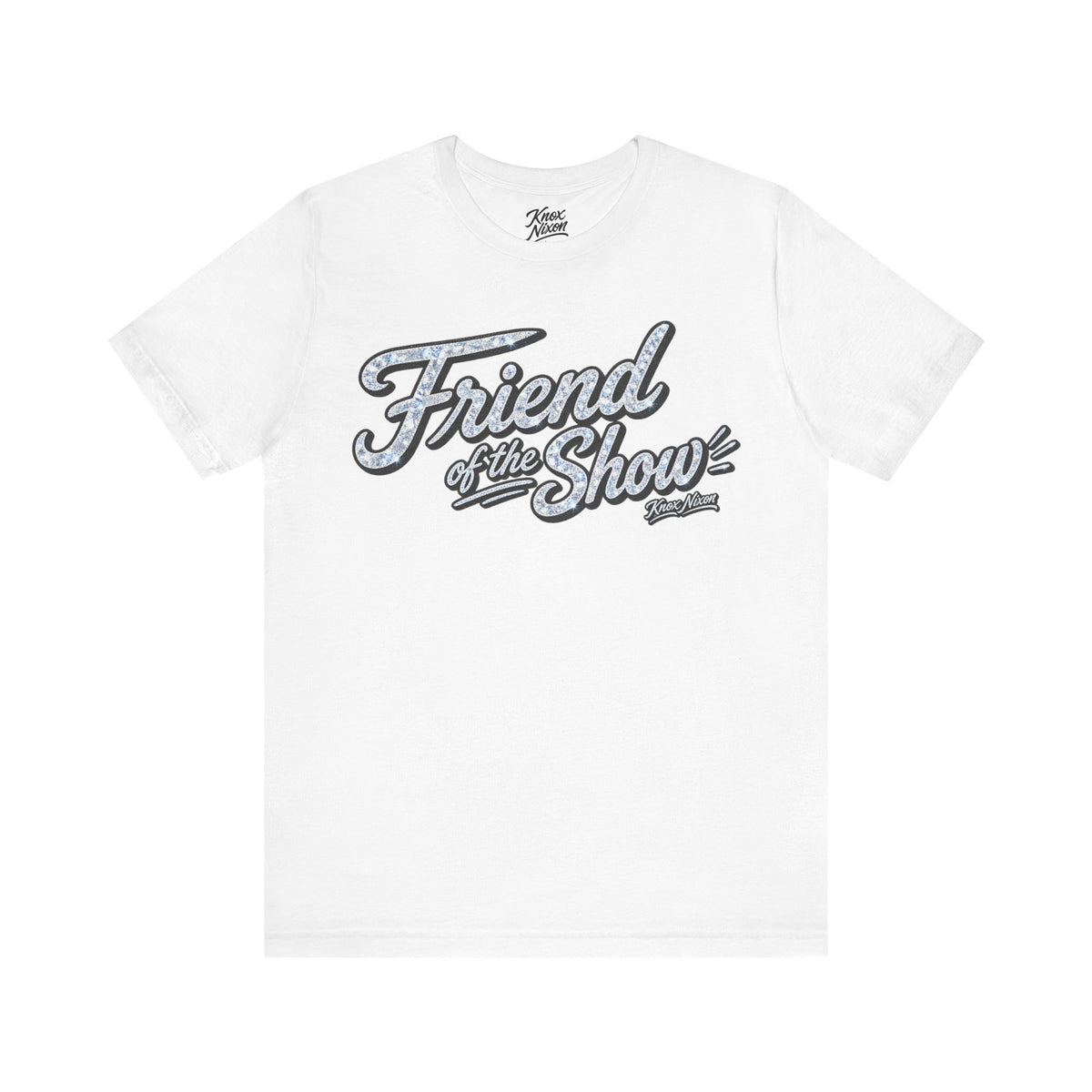 Knox Nixon FRIEND OF THE SHOW script graphic T-shirt in white