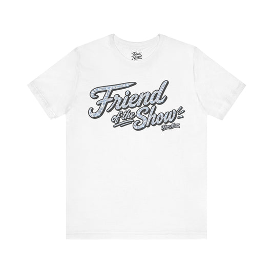Knox Nixon FRIEND OF THE SHOW script graphic T-shirt in white