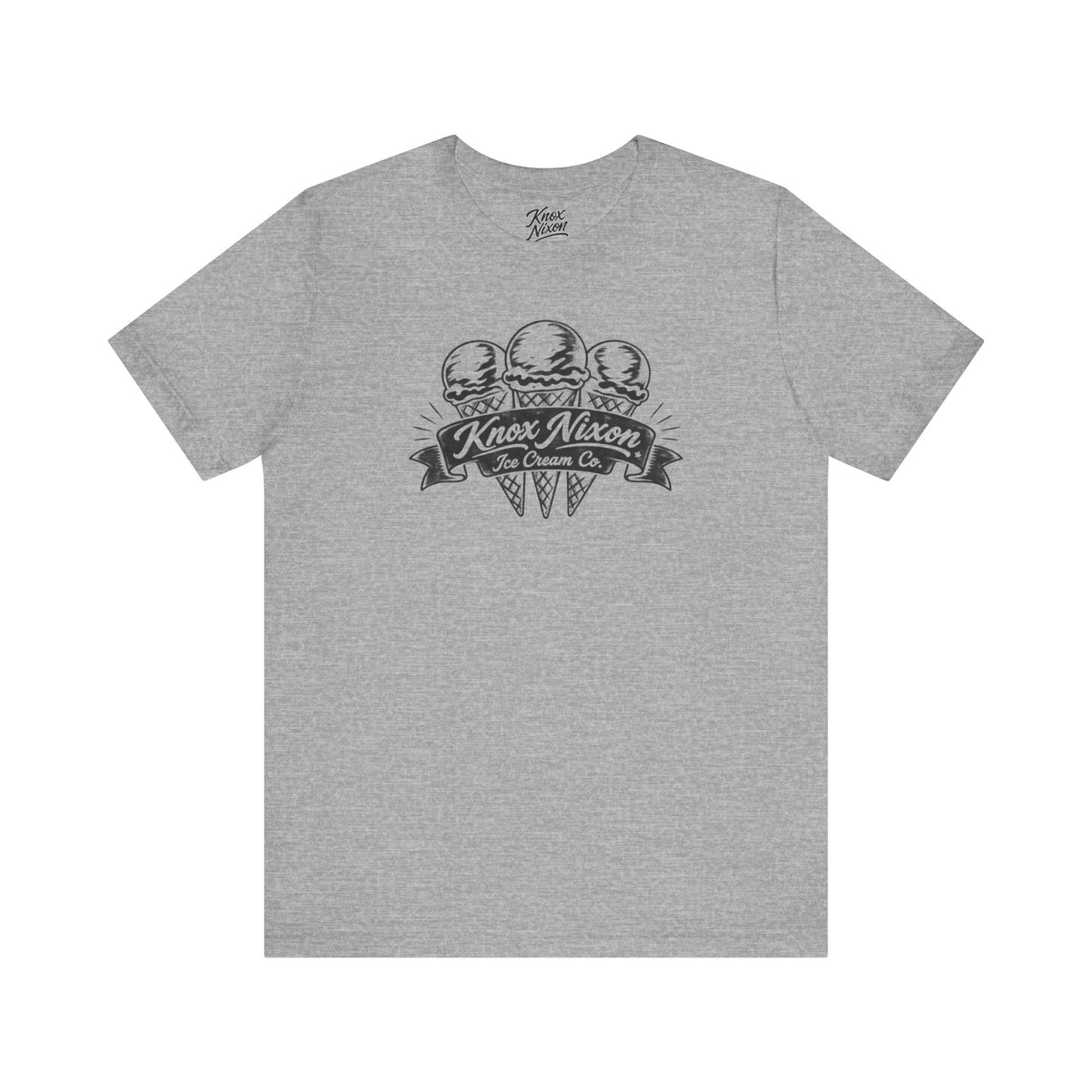 Knox Nixon Ice Cream Co. three ice cream cone graphic T-shirt in athletic heather grey