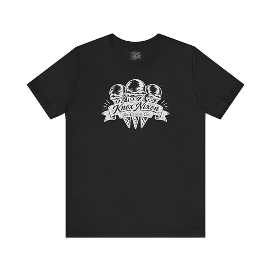 Knox Nixon Ice Cream Co. vintage three ice cream cone graphic T-shirt in black