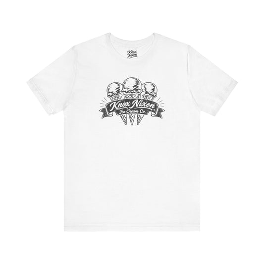 Knox Nixon Ice Cream Co. vintage three ice cream cone graphic T-shirt in white