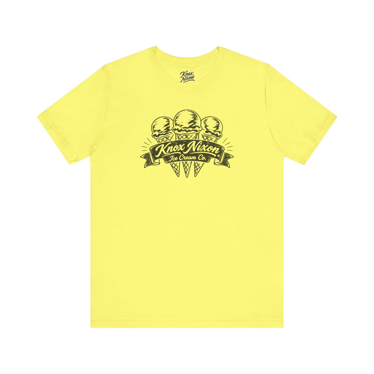 Knox Nixon Ice Cream Co. vintage three cone graphic T-shirt in yellow