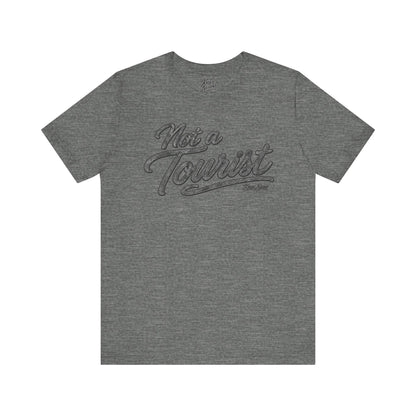 Knox Nixon NOT A TOURIST Dark script T-shirt in dark grey heather