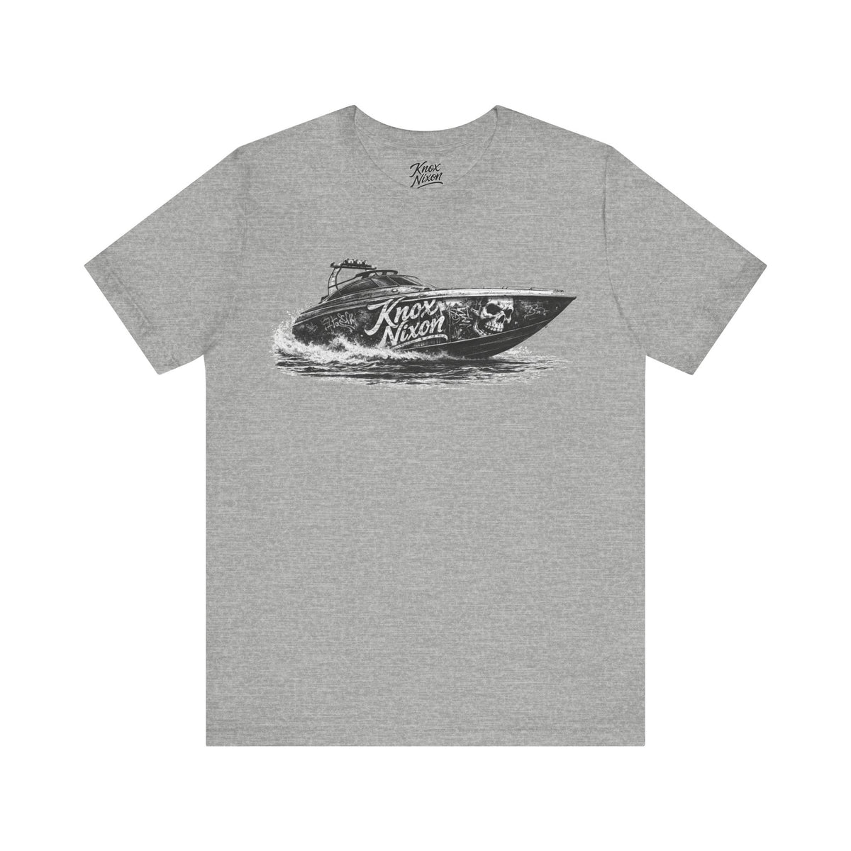 Knox Nixon Offshore Outlaw speedboat graphic T-shirt in athletic heather