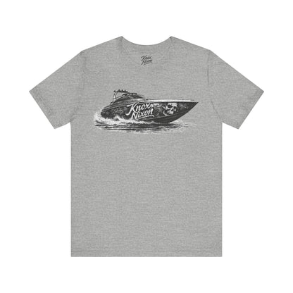 Knox Nixon Offshore Outlaw speedboat graphic T-shirt in athletic heather