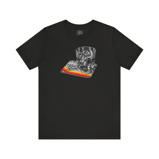 Knox Nixon On The Rocks whiskey glass graphic T-shirt in black heather