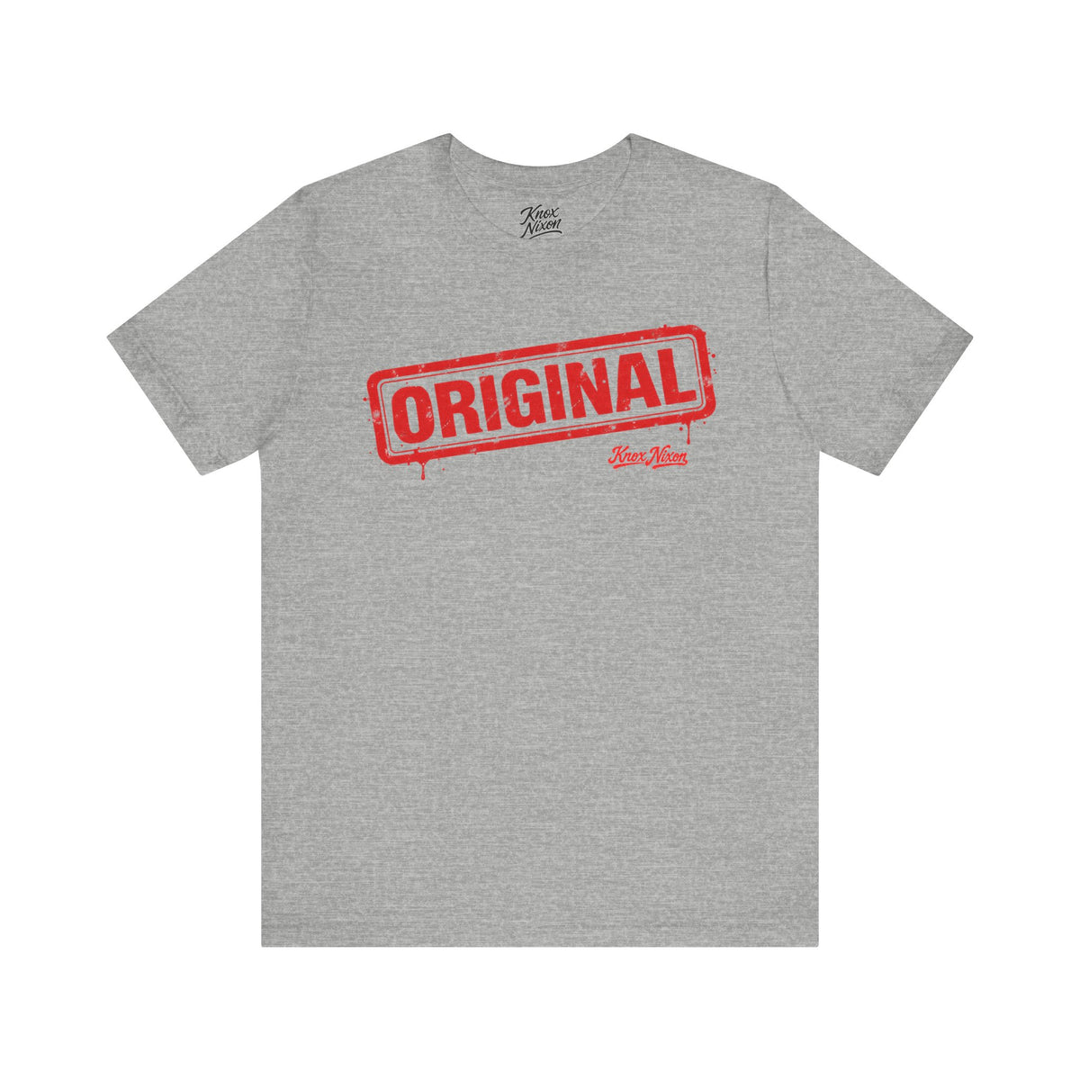 Knox Nixon ORIGINAL red stamp graphic T-shirt in athletic heather