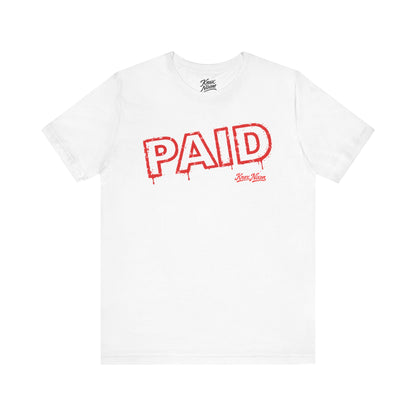 Knox Nixon PAID red rubber stamp graphic T-shirt in white
